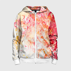 Детская толстовка на молнии Абстракция - splashes of pink and red paint on whi