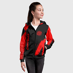 Толстовка на молнии детская Chrysler - red gradient вертикально, цвет: 3D-черный — фото 2