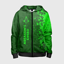 Детская толстовка на молнии Assassins Creed - green gradient по-вертикали