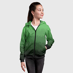 Толстовка на молнии детская Зеленый градиент текстурные полосы, цвет: 3D-черный — фото 2