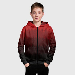 Толстовка на молнии детская Градиент красный текстурные полосы, цвет: 3D-черный — фото 2