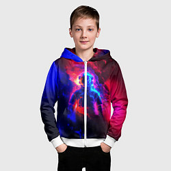 Толстовка на молнии детская Космонавт в пламени, цвет: 3D-белый — фото 2