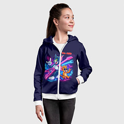 Толстовка на молнии детская Том и Джерри рок музыканты - неоновое свечение, цвет: 3D-белый — фото 2