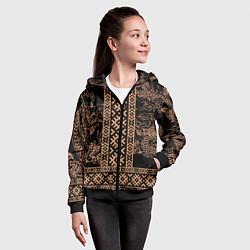 Толстовка на молнии детская Золотой дракон с узорами славянскими, цвет: 3D-черный — фото 2