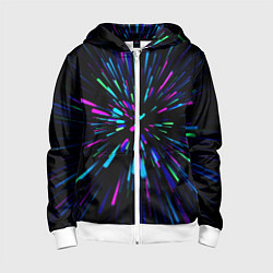 Толстовка на молнии детская Neon rods, цвет: 3D-белый