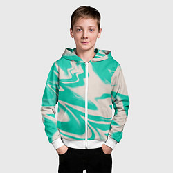 Толстовка на молнии детская Color white turquoise, цвет: 3D-белый — фото 2