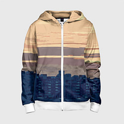 Толстовка на молнии детская Городской пейзаж стилизованный, цвет: 3D-белый