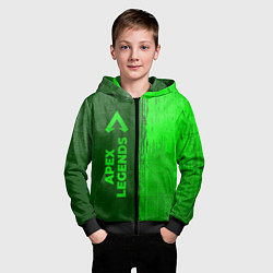 Толстовка на молнии детская Apex Legends - green gradient по-вертикали, цвет: 3D-черный — фото 2