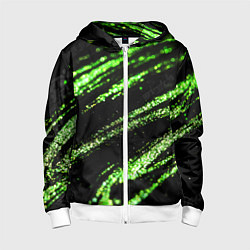 Детская толстовка на молнии Зеленые блестки на черном