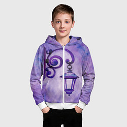 Толстовка на молнии детская Уличный фиолетовый фонарь, цвет: 3D-белый — фото 2