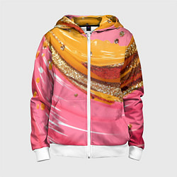 Детская толстовка на молнии Желтые и розовые волны текстура