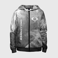 Толстовка на молнии детская SsangYong - grey gradient вертикально, цвет: 3D-черный