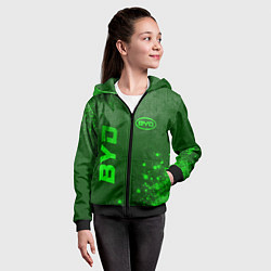 Толстовка на молнии детская BYD - green gradient вертикально, цвет: 3D-черный — фото 2