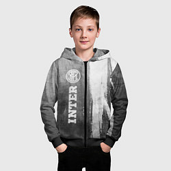 Толстовка на молнии детская Inter - grey gradient по-вертикали, цвет: 3D-черный — фото 2