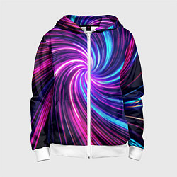 Детская толстовка на молнии Неоновый вихрь из светящихся линий