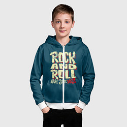 Толстовка на молнии детская Рок н ролл шум, цвет: 3D-белый — фото 2