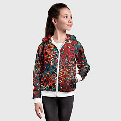 Толстовка на молнии детская Искажённые волнистые полосы красно-синий, цвет: 3D-белый — фото 2