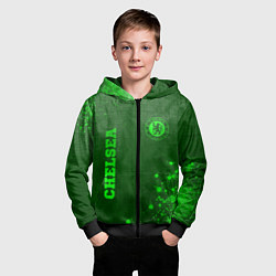 Толстовка на молнии детская Chelsea - green gradient вертикально, цвет: 3D-черный — фото 2
