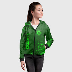 Толстовка на молнии детская Chelsea - green gradient вертикально, цвет: 3D-черный — фото 2
