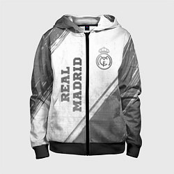 Толстовка на молнии детская Real Madrid - white gradient вертикально, цвет: 3D-черный
