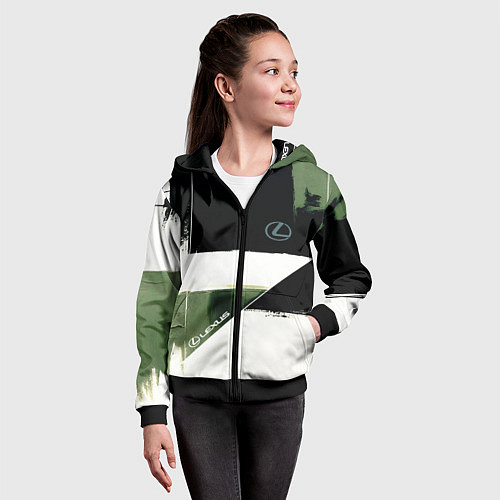 Детская толстовка на молнии Lexus логотип / 3D-Черный – фото 4