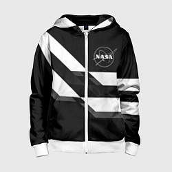 Толстовка на молнии детская Nasa геометрия полосы, цвет: 3D-белый
