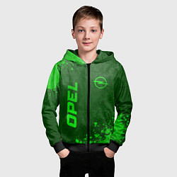 Толстовка на молнии детская Opel - green gradient вертикально, цвет: 3D-черный — фото 2