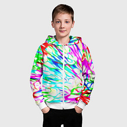 Толстовка на молнии детская Неоновые краски текстура неон, цвет: 3D-белый — фото 2