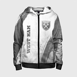 Толстовка на молнии детская West Ham - white gradient вертикально, цвет: 3D-черный