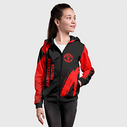 Толстовка на молнии детская Manchester United - red gradient вертикально, цвет: 3D-черный — фото 2