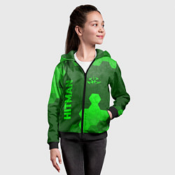Толстовка на молнии детская Hitman - green gradient вертикально, цвет: 3D-черный — фото 2
