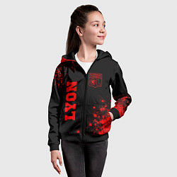 Толстовка на молнии детская Lyon - red gradient вертикально, цвет: 3D-черный — фото 2