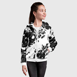 Толстовка на молнии детская Белый с чёрной абстракцией, цвет: 3D-белый — фото 2