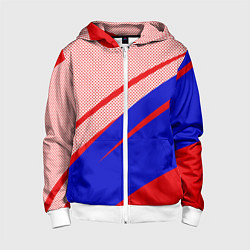 Детская толстовка на молнии Красно-синий текстурный с полосами