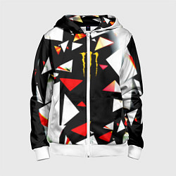 Детская толстовка на молнии Monster energy геометрия