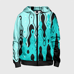 Толстовка на молнии детская Чёрно-голубой абстракция, цвет: 3D-черный