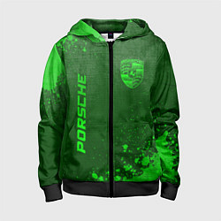 Толстовка на молнии детская Porsche - green gradient вертикально, цвет: 3D-черный