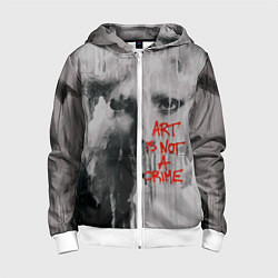 Толстовка на молнии детская Исскуство не преступление, цвет: 3D-белый