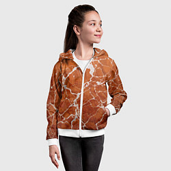 Толстовка на молнии детская Темно-оранжевый мрамор, цвет: 3D-белый — фото 2