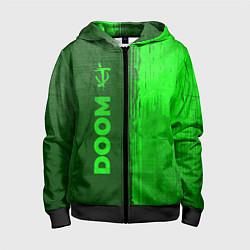 Толстовка на молнии детская Doom - green gradient по-вертикали, цвет: 3D-черный