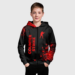Толстовка на молнии детская Counter Strike - red gradient вертикально, цвет: 3D-черный — фото 2