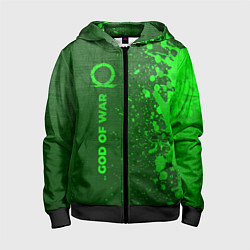 Толстовка на молнии детская God of War - green gradient по-вертикали, цвет: 3D-черный