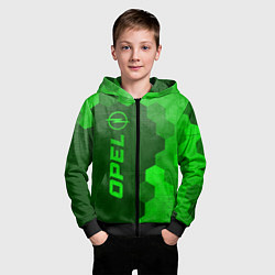Толстовка на молнии детская Opel - green gradient по-вертикали, цвет: 3D-черный — фото 2