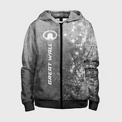 Толстовка на молнии детская Great Wall - grey gradient по-вертикали, цвет: 3D-черный