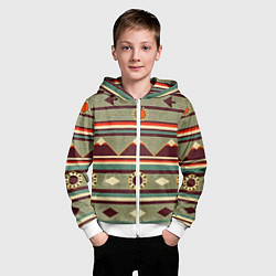 Толстовка на молнии детская Этнический мотив с горами, цвет: 3D-белый — фото 2
