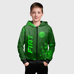 Толстовка на молнии детская Fiat - green gradient вертикально, цвет: 3D-черный — фото 2