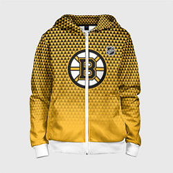 Толстовка на молнии детская Бостон Брюинз - паттерн треугольников, цвет: 3D-белый