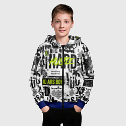 Толстовка на молнии детская Pattern with inscriptions hustle sand boy, цвет: 3D-синий — фото 2
