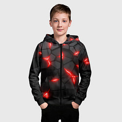 Толстовка на молнии детская Красная неоновая броня, цвет: 3D-черный — фото 2