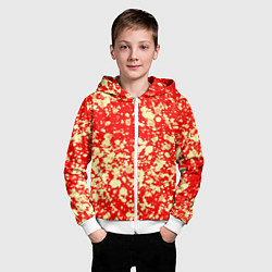 Толстовка на молнии детская Пятнистый красно-жёлтый, цвет: 3D-белый — фото 2